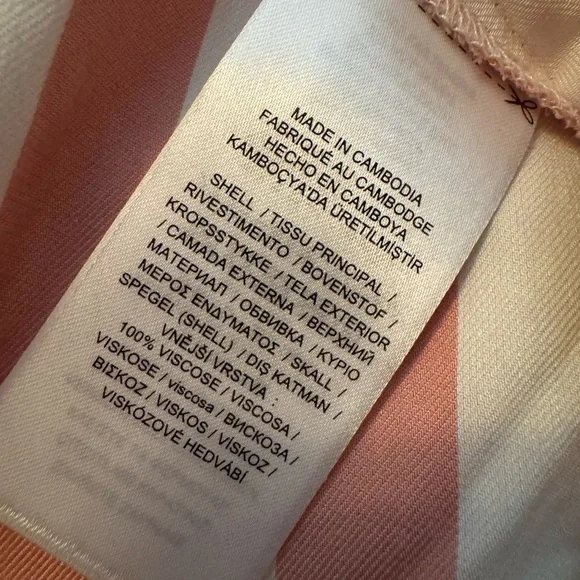 NWT Lauren Ralph Lauren Coral and White Striped Pants - Picture 6 of 7